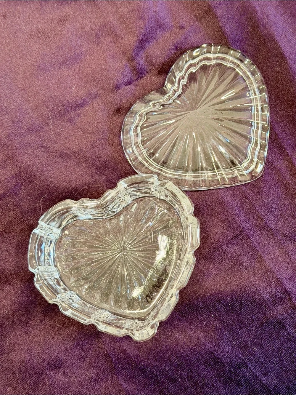 Vintage Lead Crystal Heart Shaped Trinket Box with Lid